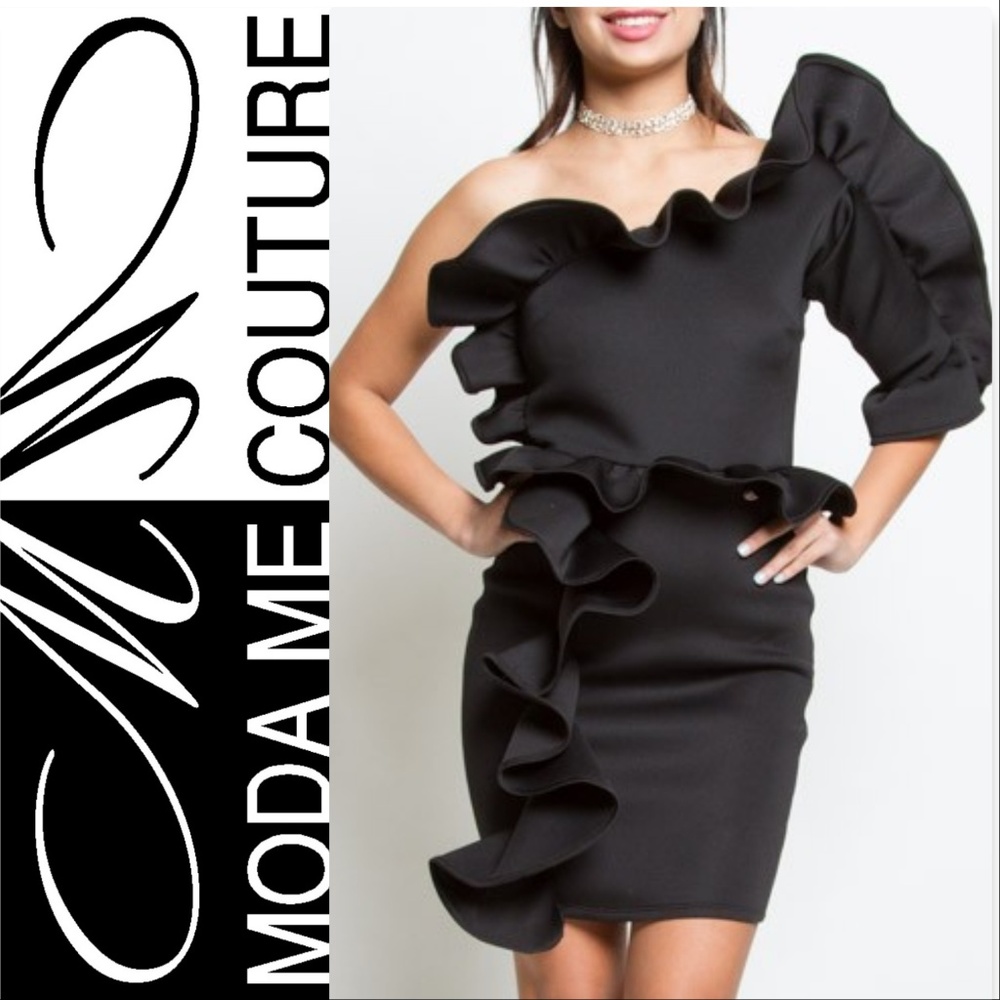 Dress Midi Mini GLAMOUR GIRL Little Black Dress - Picture 2 of 4